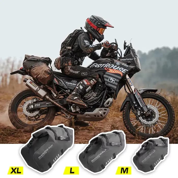 Rhinowalk sac de moto 100% étanche 18L/28L/48L grande capacité 2 pièces ajustement universel moto sa