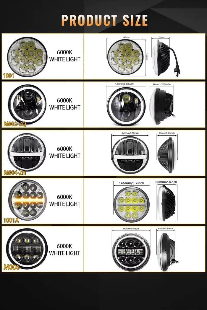 BraveWAY 5.75 pouces LED moto phare moto, 5-3 / 4 lampe pour Harley Sportster Roadster Glide Dyna po