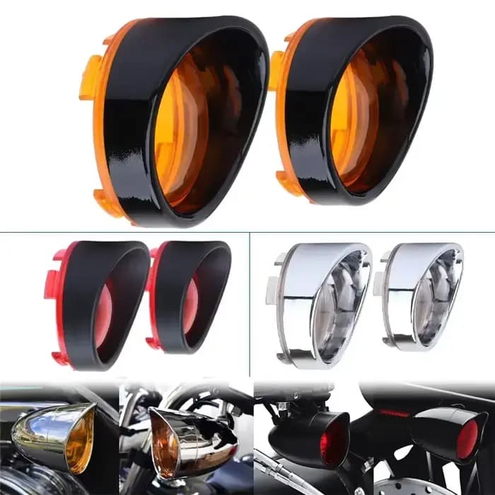 2 pièces moto visière-Style clignotant lunette clignotant Len revêtement d'habillage pour Harley Dyn