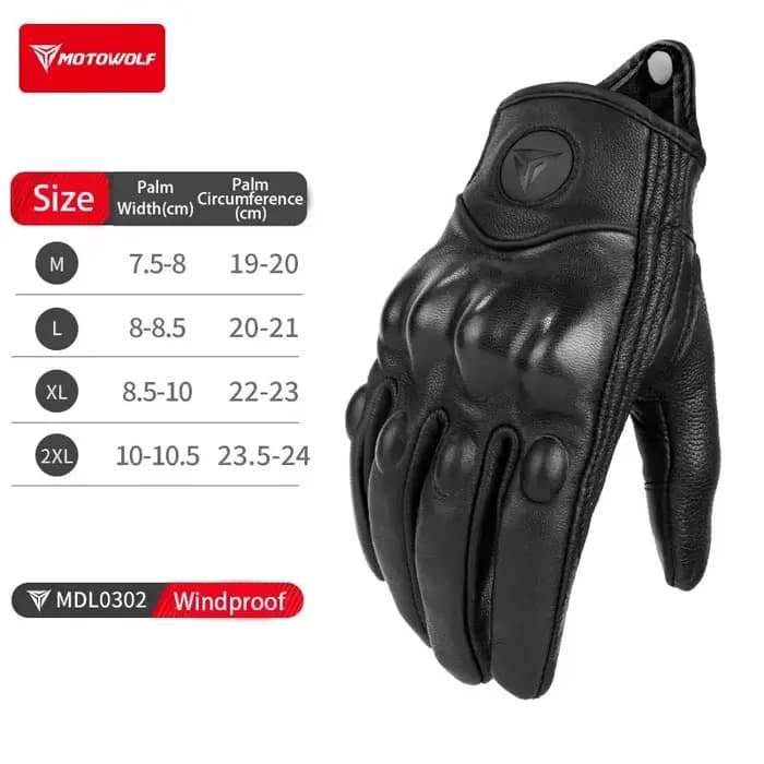 Gants de Moto en cuir véritable gants d'hiver été peau de chèvre équitation opération tactile poing 