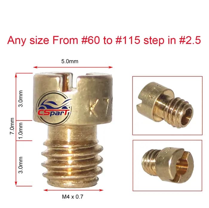 Ensemble de jets pilotes lents pour carburateur de moto, jet principal, PWK, PWM, Keihin, OKO, CVK, 