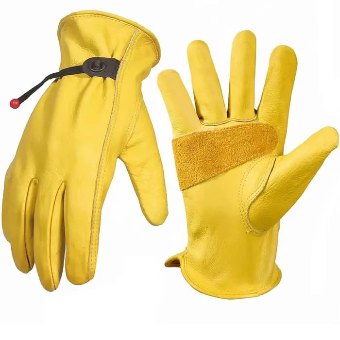 Gants de jardinage en cuir de vachette jaune pour hommes et femmes, pour l'agriculture, la manutenti