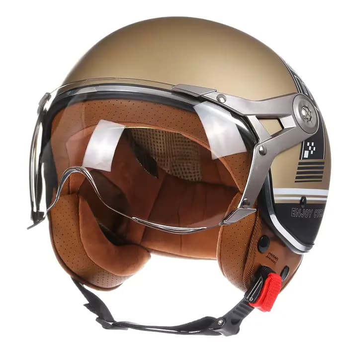 Casque ouvert rétro approuvé DOT ECE Casque ouvert de Moto Casque 3/4 Vintage Casque de croisière Ca