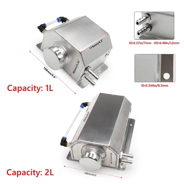 Réservoir d'huile universel en aluminium 1L/2L, réservoir de liquide de refroidissement pour moteur,