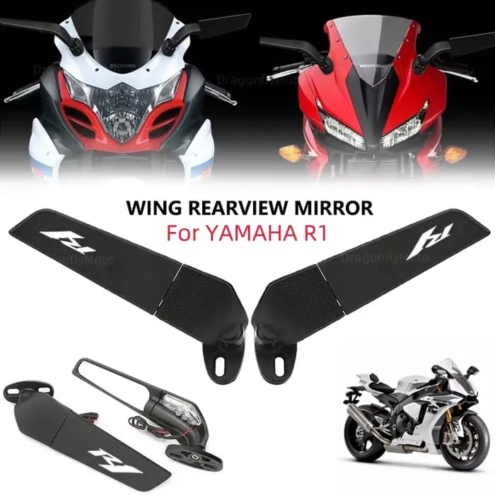 Rétroviseurs latéraux de moto avec LOGO R1, pour YAMAHA YZFR1 YZF R1, rétroviseur rotatif réglable a