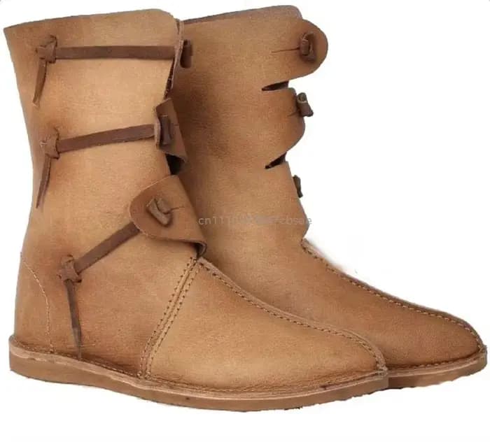 Bottes Médiévales Homme Style Romain à Bout Rond, en Cuir PU, pour Cosplay Pirate, Festival, Chevali
