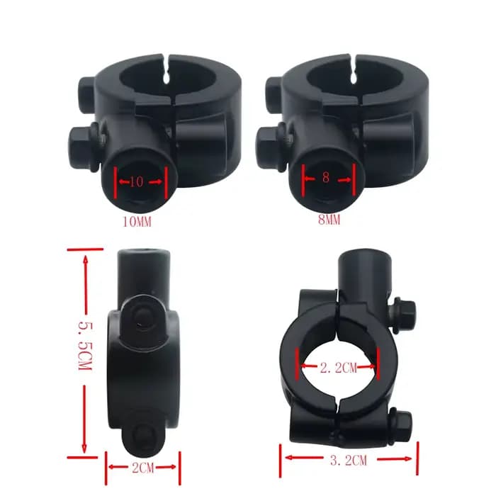 2 pièces 22mm guidon 10mm 8mm filetage universel moto miroir montage pince rétroviseur support adapt