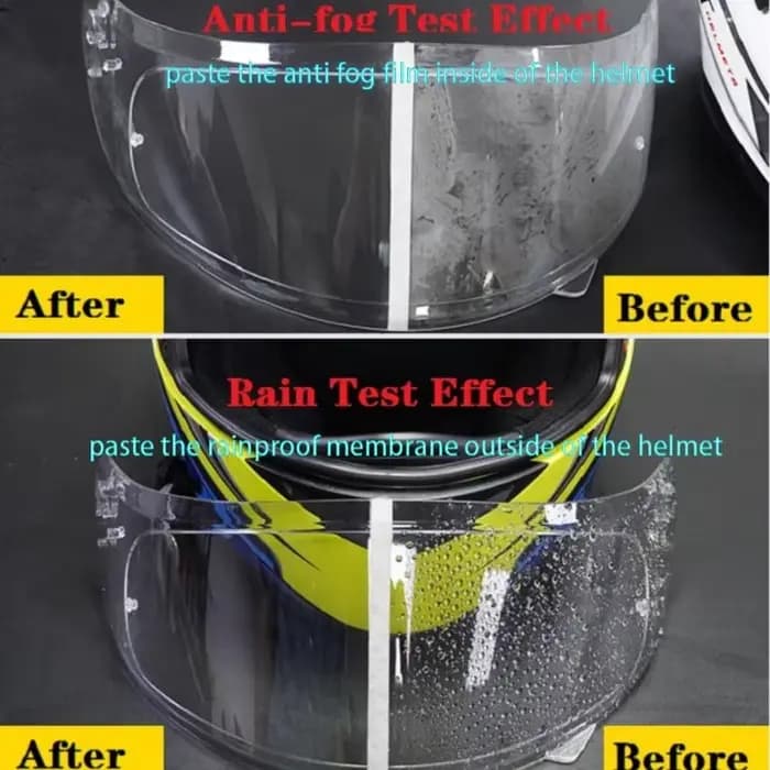 Film autocollant universel pour casque de moto, Transparent, imperméable et Anti-buée, pour la sécur