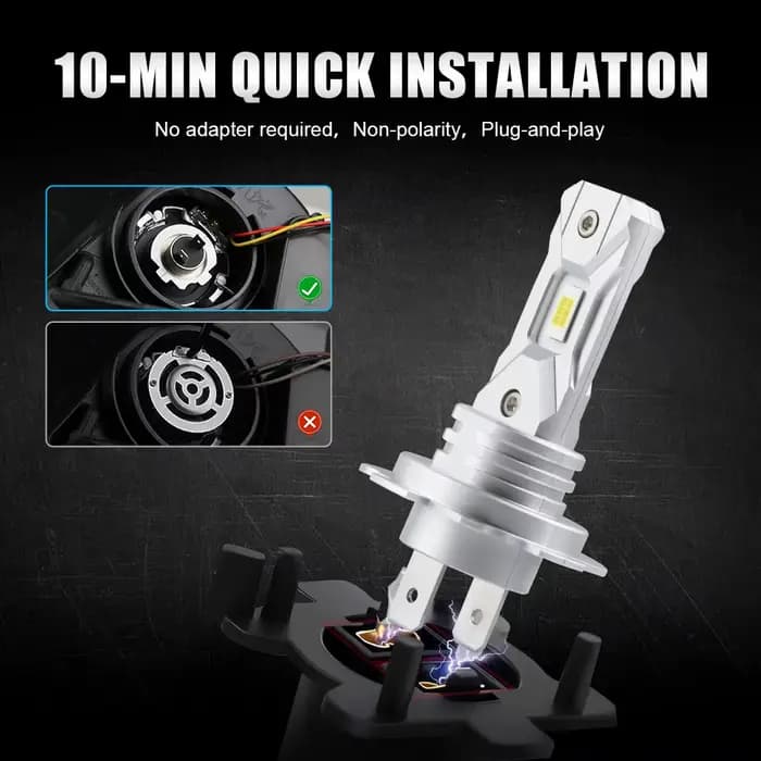 NLpearl 2 pièces H7 phare LED lumière 12V 18000LM 60W Mini LED H7 ampoule lampe à LED sans ventilate