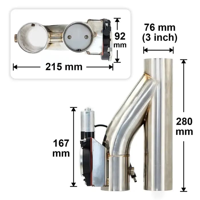 2 2.25 2.5 2.75 3 pouces SS304 Heade Y tuyau découpe échappement électrique découpe Catback tuyau de