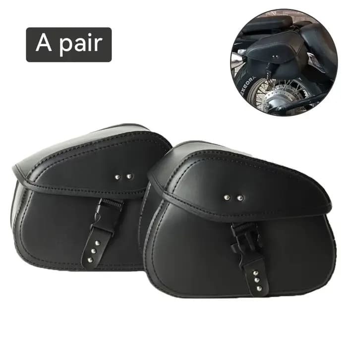 Sacoches de moto noires en cuir PU, poudres à outils latérales, sacs de rangement de bagages, univer