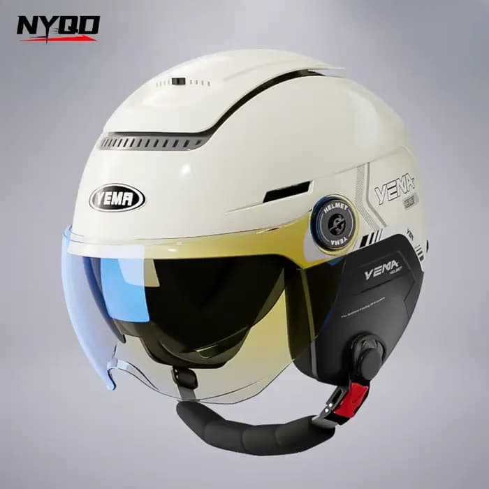Casques demi-coques YEMA pour moto électrique, pour hommes et femmes, chauds en hiver, universels en
