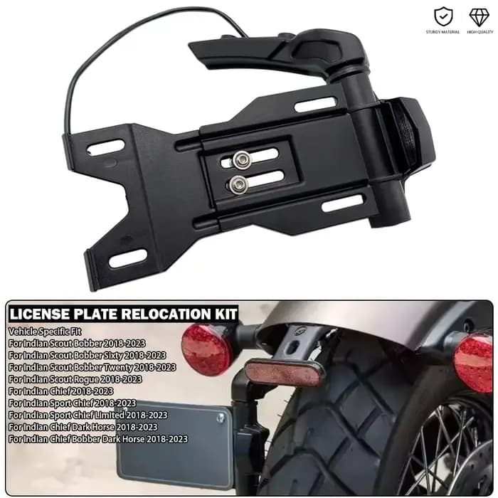 Kit de relocalisation de plaque d'immatriculation latérale avec support d'affichage LED adapté pour 