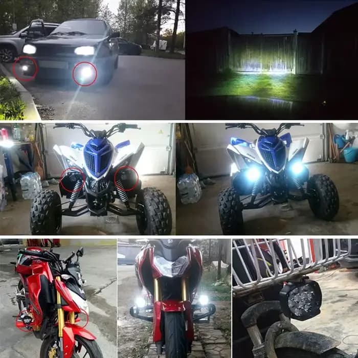 2 pièces Moto phare Led 12V haute luminosité Led lumières lampe pour Moto Moto externe avant Led Foc