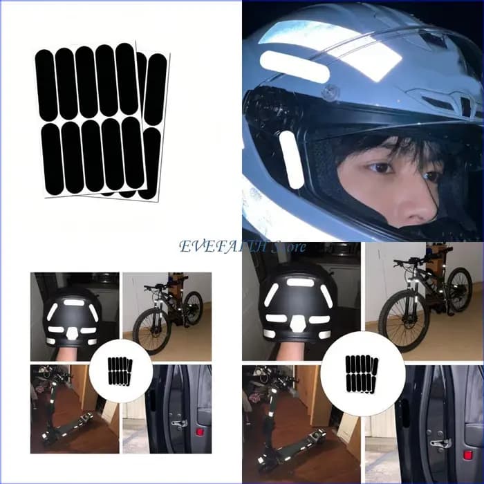 Autocollants décoratifs réfléchissants noirs 124B, bande réfléchissante pour casque, idéal pour sécu