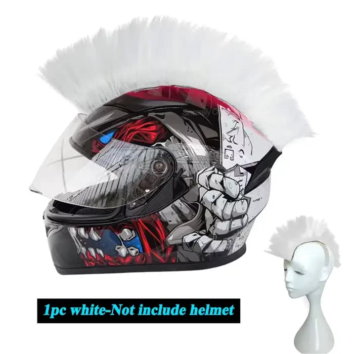 Mohawk-Autocollants de tresses de casque de moto pour hommes, décorations de cheveux ouvertement, pe