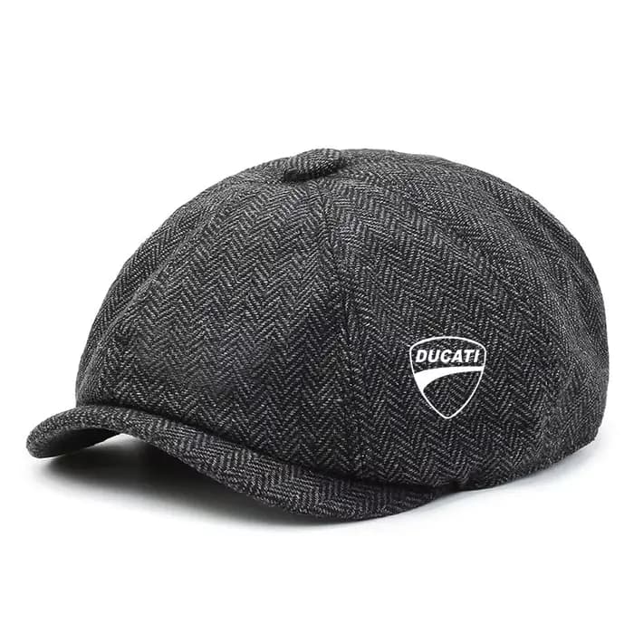 Ducati Logo hommes rétro béret britannique chapeau laine mélange Vintage chevrons Tweed hommes décon