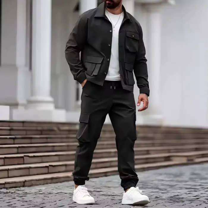 Ensemble veste Cargo avec pantalon pour hommes, combinaison tactique militaire coupe-vent pour Sport
