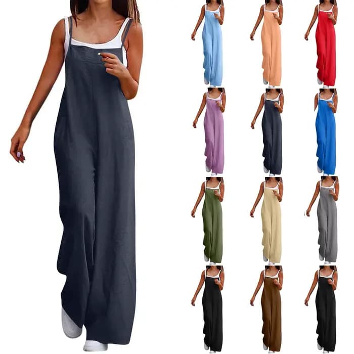 Combinaison ample décontractée en lin pour femmes, respirante et confortable, Simple, bretelles, mode d'été, Streetwear