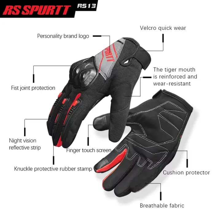 Gants de course moto RS13 à écran tactile