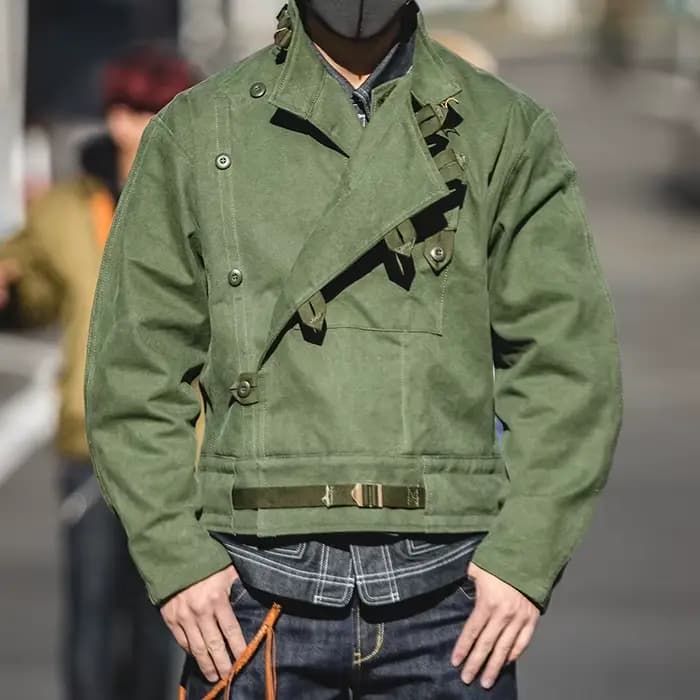 Maden rétro 16oz toile suédois moto vert veste poche Bomber