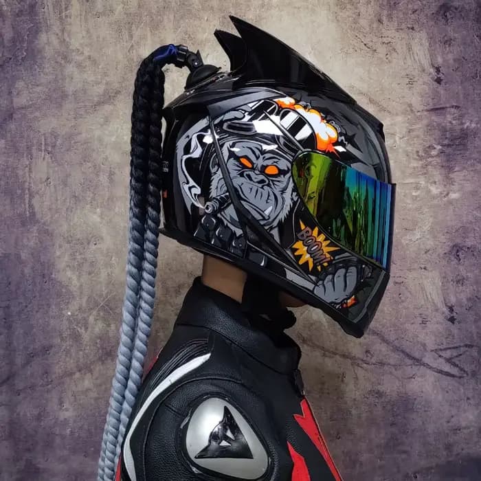 Casque intégral de moto à double lentille