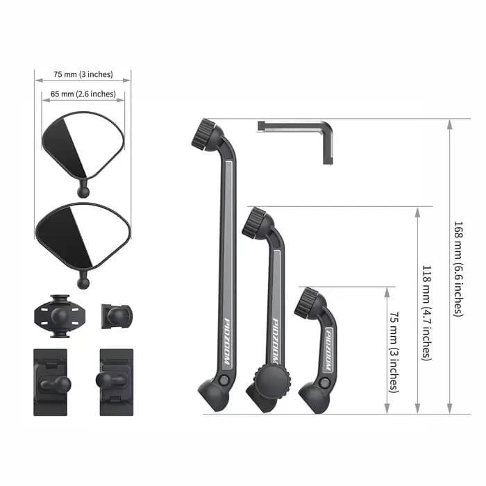 Kit de base de rétroviseurs de casque et kit de bras – Améliorez la visibilité pour les motocyclistes