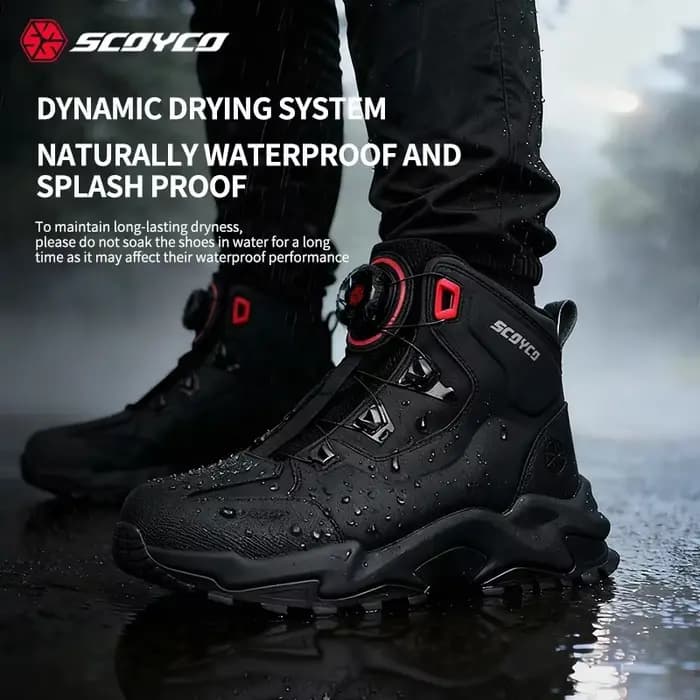 SCOYCO bottes de moto hommes microfibre cuir respirant anti-dérapant résistant à l'usure