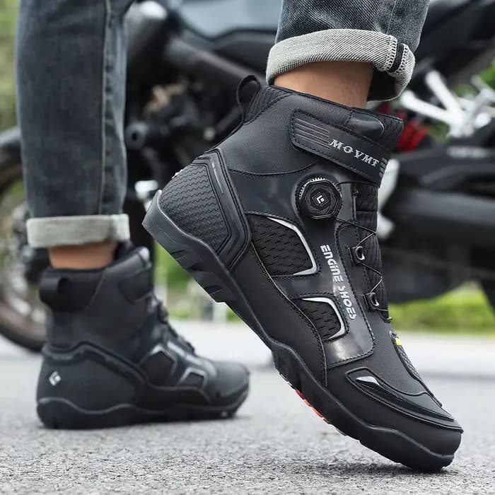 Bottes de moto en cuir pour hommes