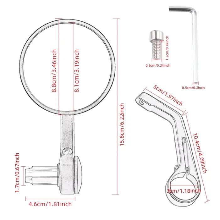 Rétroviseur d'extrémité de barre de moto en aluminium CNC