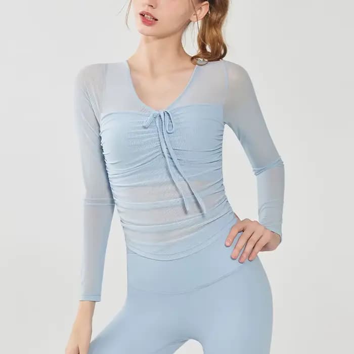 Combinaisons de yoga pour femmes printemps et été nouveaux hauts de sport avec coussinets de poitrine et manches longues soutien-gorge de sport d'entraînement de Pilates professionnel