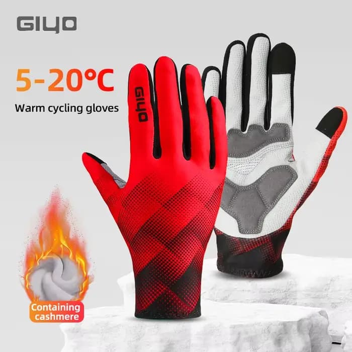 Giyo automne/hiver gants longs velours thermique vtt vélo de route doigt complet