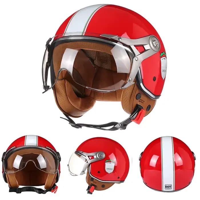 3/4 Casque De Moto visage ouvert ECE DOT approuvé hommes femmes rétro Chopper Vintage