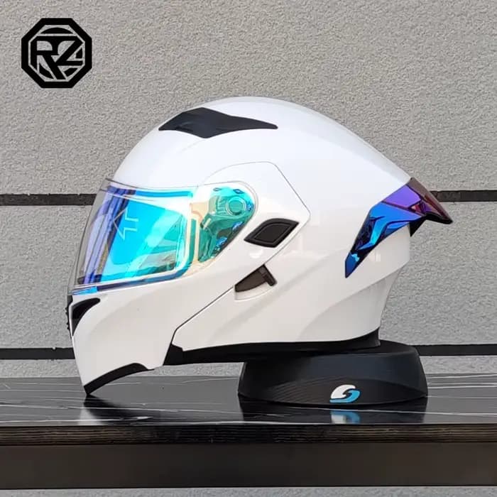 Casque de moto de course intégral avec double pare-soleil
