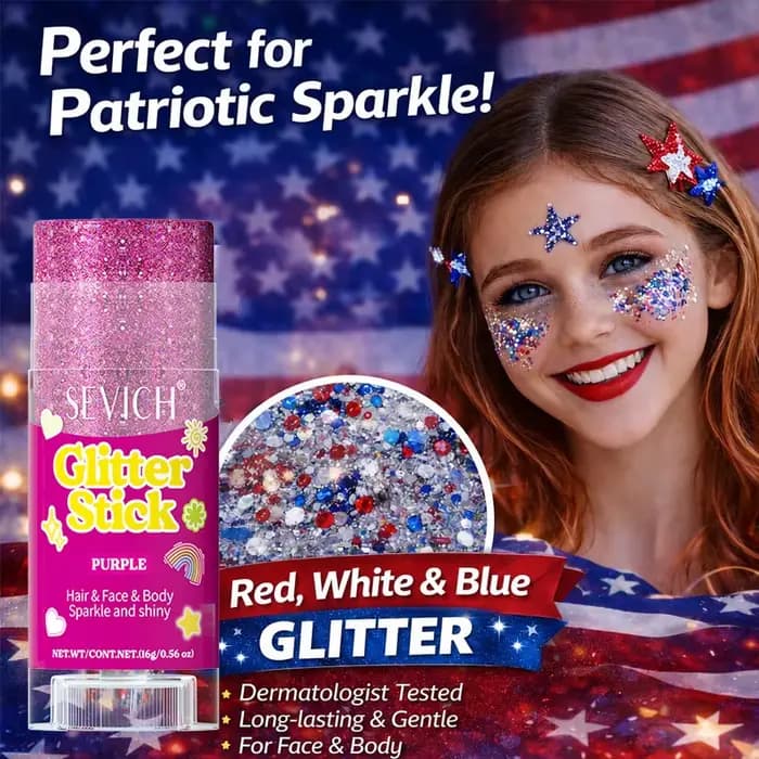 Bâton de maquillage scintillant pour cheveux, visage et corps, gel cosmétique chatoyant pour femmes, idéal pour les festivals, les fêtes et la décoration capillaire du Jour de l'Indépendance