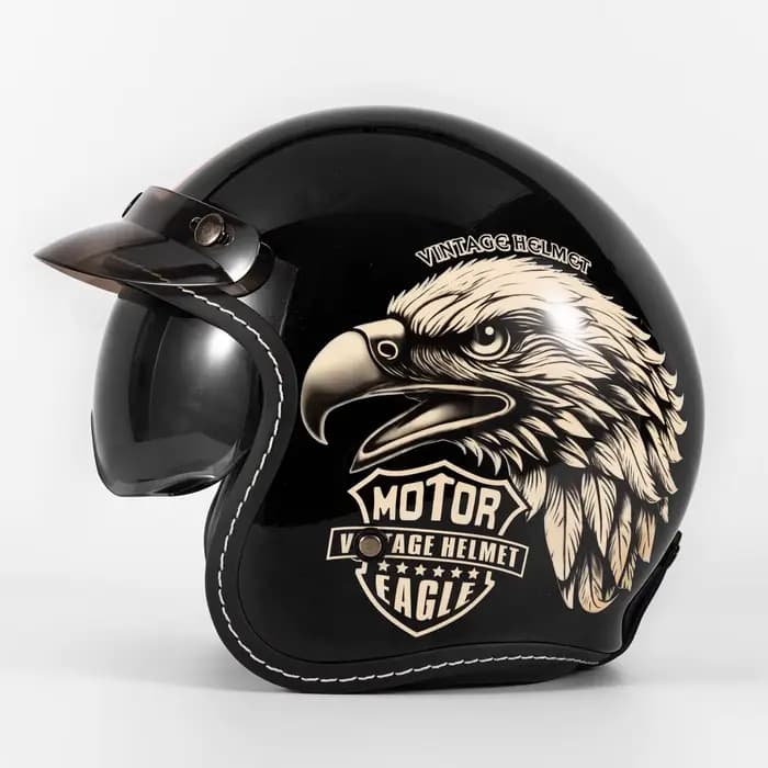 Casque de moto rétro 3/4 ouvert unisexe avec double visière