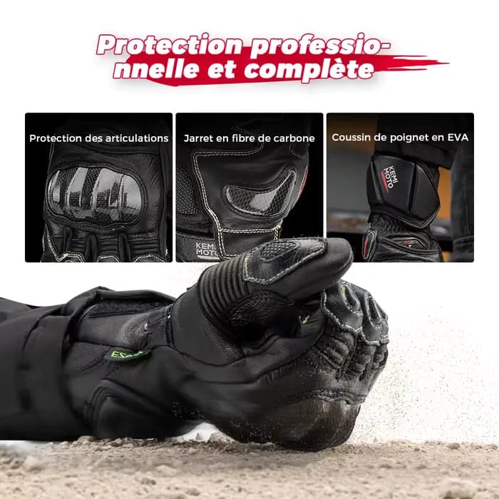 KEMIMOTO – gants de moto en cuir pour hommes