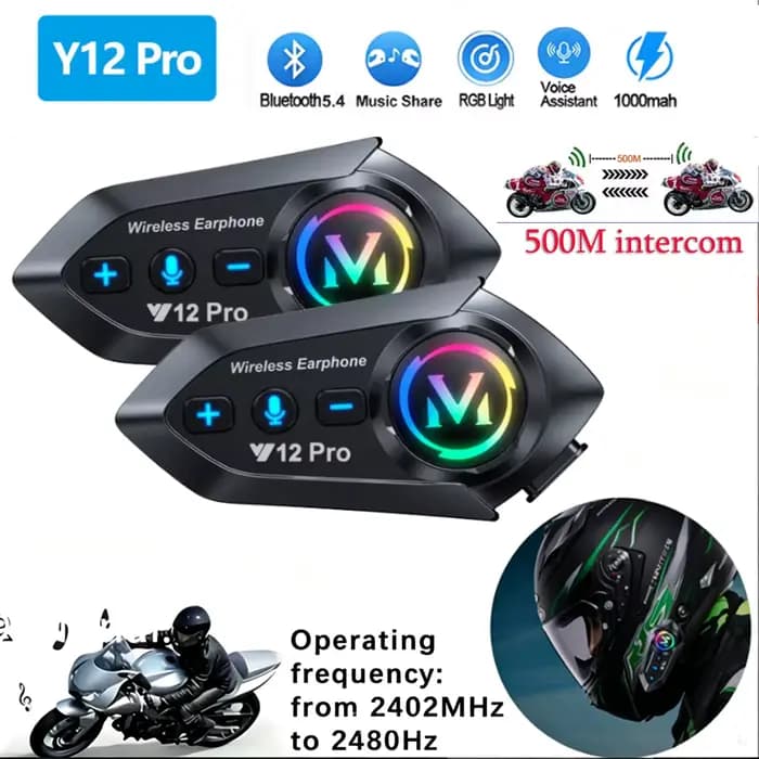 Casque de moto Y20 Pro avec interphone Bluetooth 500M