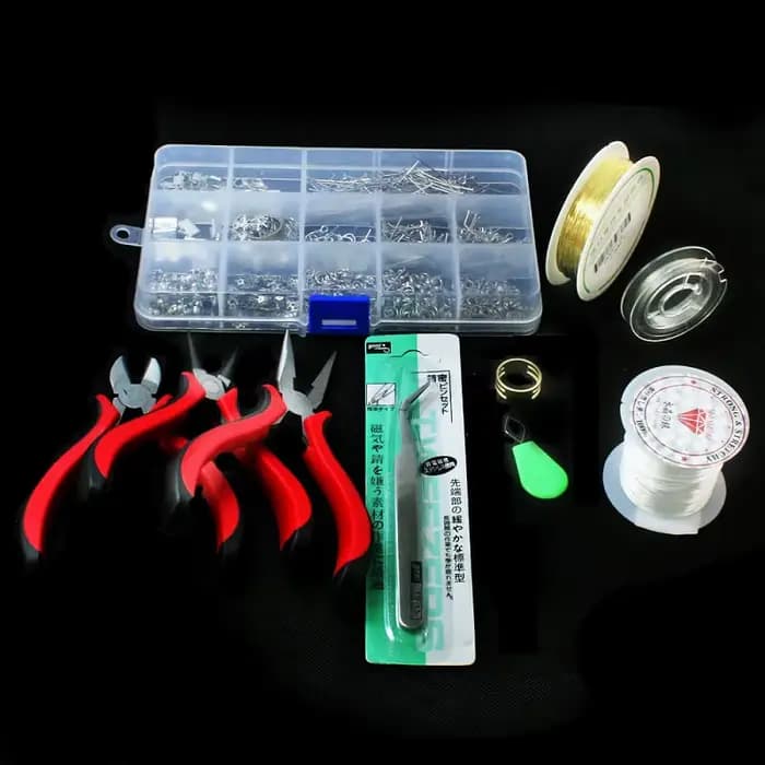 KIT de fabrication de bijoux, 1 ensemble, bouchons de perles/conclusions/pinces/broches/anneaux à sauter/fil/fil/boucle d'oreille/fermoir idéal pour bijoux accessoires pour bricolage