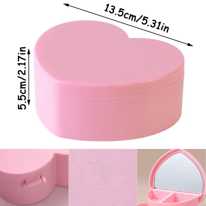 Boîte d'accessoires pour cheveux, rangement de bijoux avec miroir, pinces à cheveux roses, organisateur d'élastiques pour filles et enfants, étui de voyage Portable