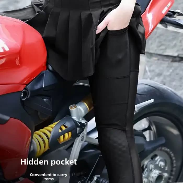 WOSAWE Pantalon-jupe de moto pour femme avec genouillères amovibles certifiées CE, respirant, en maille, élastique