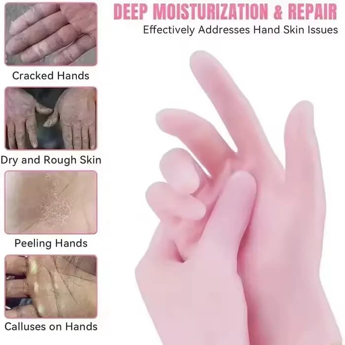 Lot de 2 gants hydratants en silicone pour exfolier et prévenir la sécheresse des mains, laissant les mains lisses et douces – Outil de soin des mains