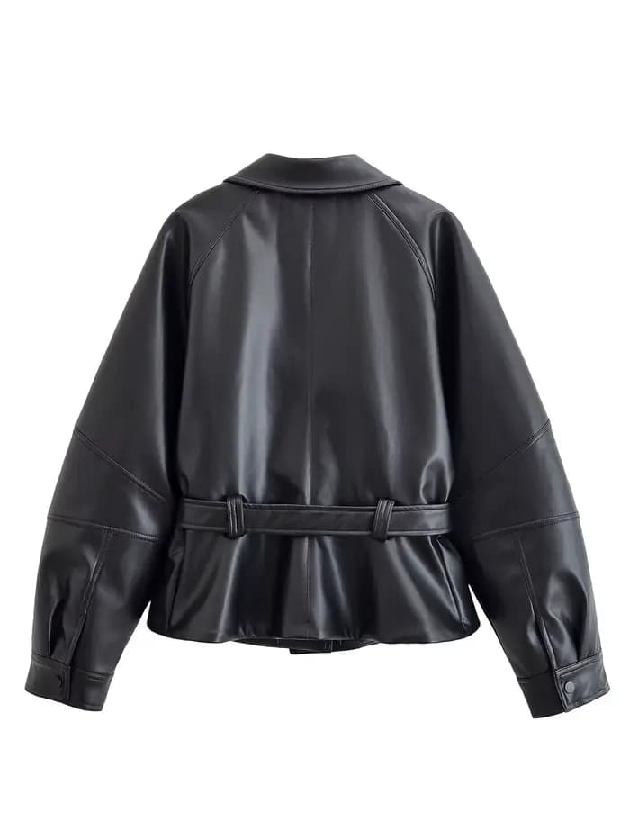 Nouvelle Tendance 2026 : Manteau Trench Noir en Similicuir pour Femme