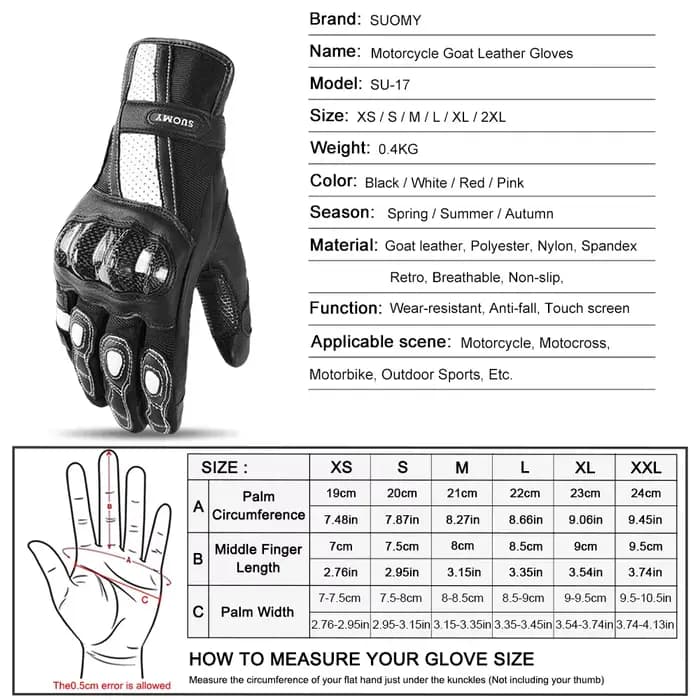 Gants de Moto en Cuir group pour Homme et Femme