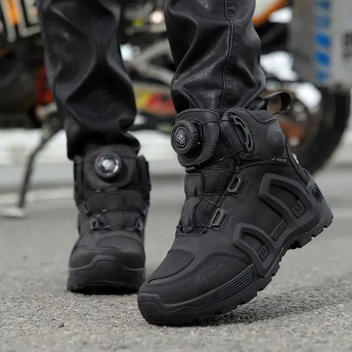 Bottes de Moto imperméables en cuir de vache
