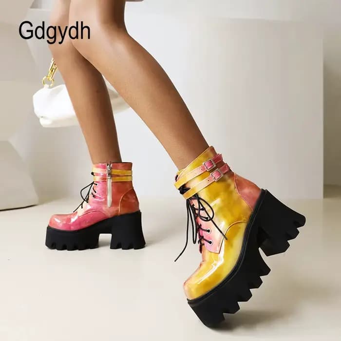 Gdgydh-Bottes de moto colorées pour femmes