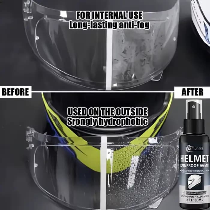 Répulsif anti-pluie pour casque de moto
