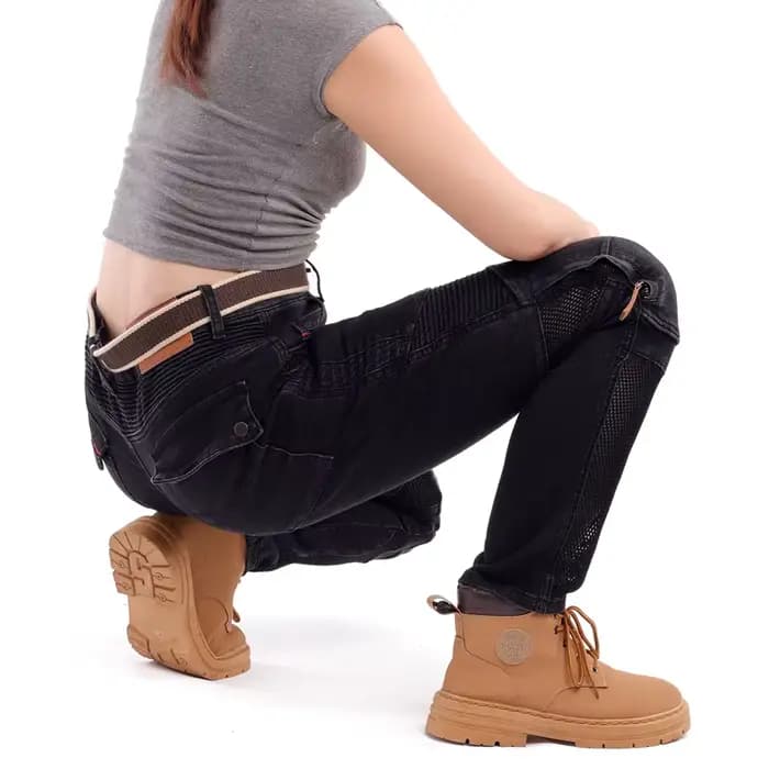 Jeans de moto pour femmes d'été avec ventilation en maille, pantalon de motocross respirant
