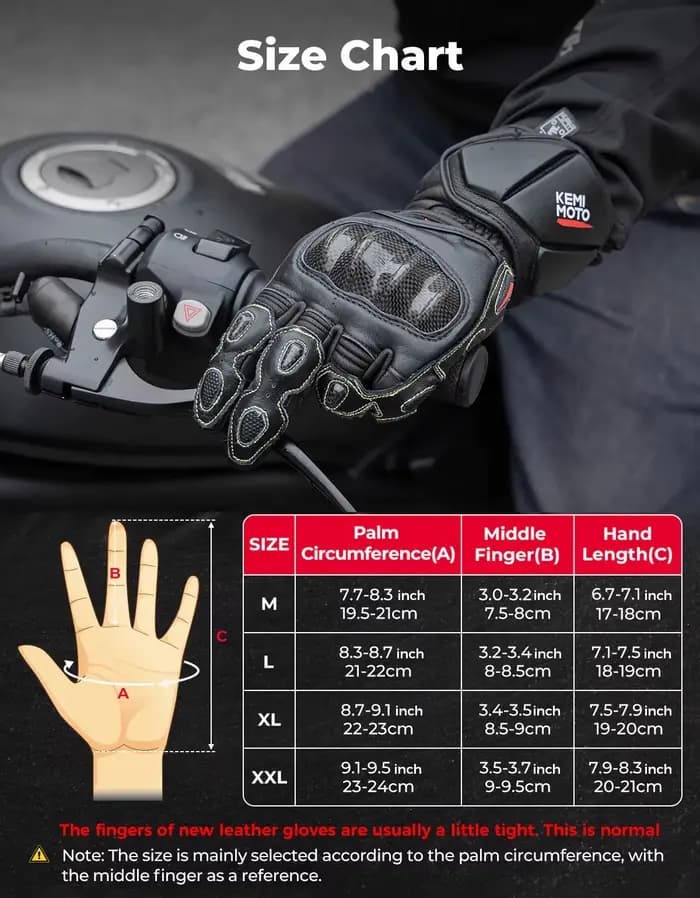 KEMIMOTO – gants de moto en cuir pour hommes