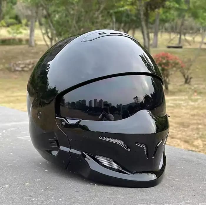 Casque rétro Scorpion noir brillant Vintage